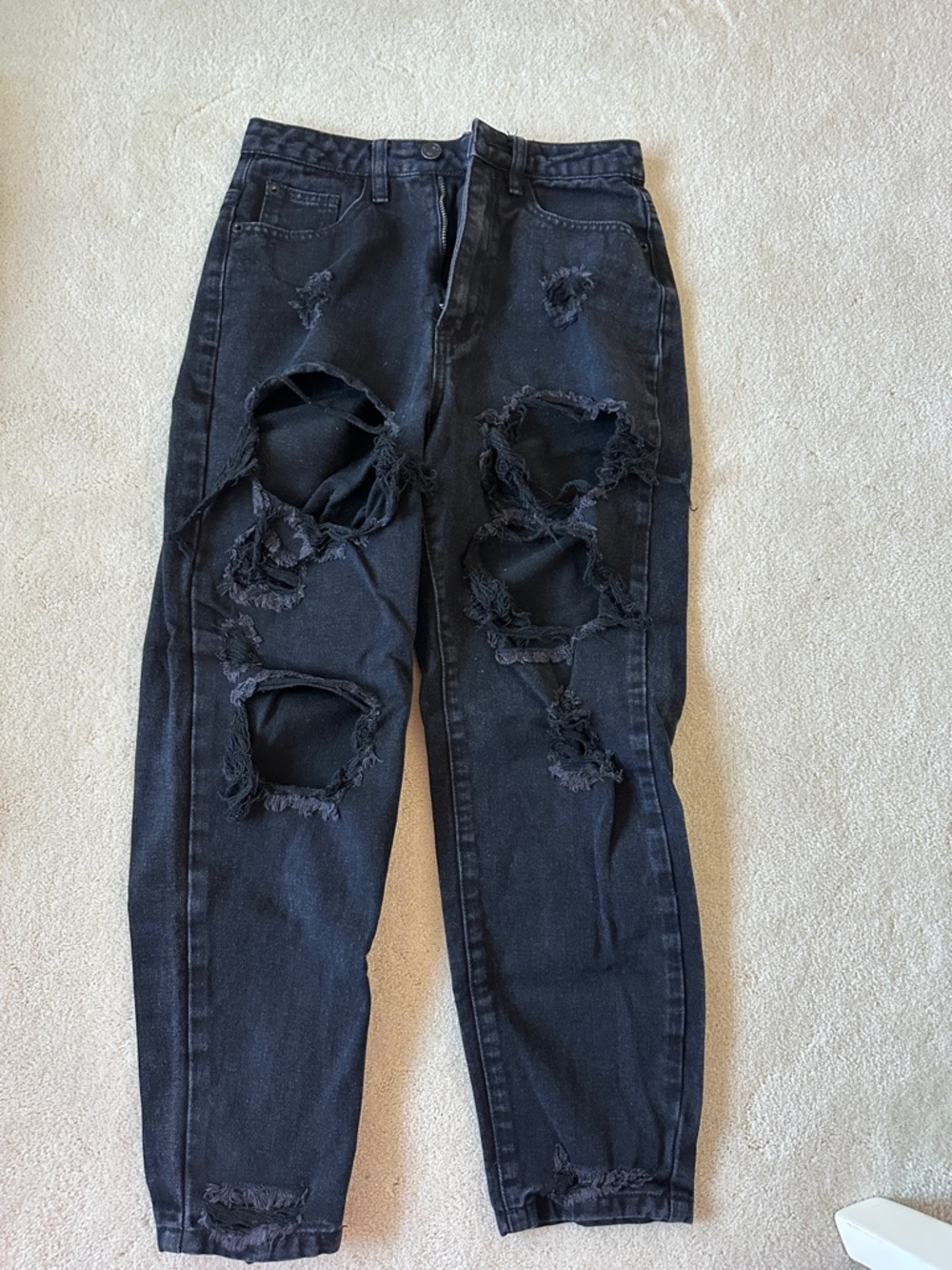 Black Distressed Ripped Jeans